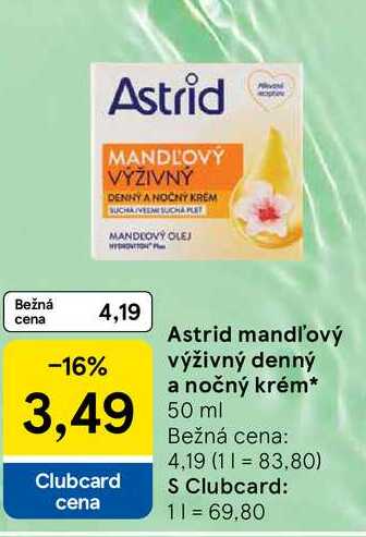 Astrid mandľový výživný denný a nočný krém 50 ml