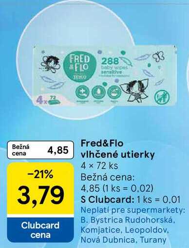 Fred & Flo vlhčené utierky 4 x 72 ks