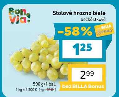 Stolové hrozno biele bezkôstkové 500g