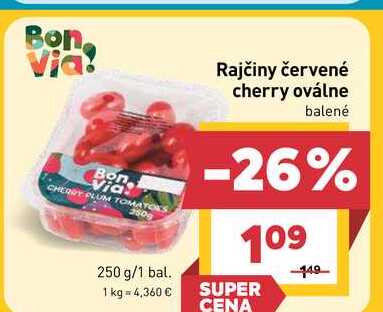 Rajčiny červené cherry oválne 250 g/1 bal.