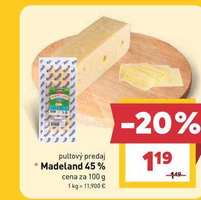 Madeland 45% cena za 100 g