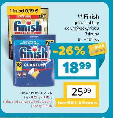 Finish gélové tablety do umývačky riadu 3 druhy 83-100 ks