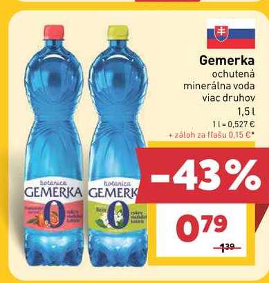 Gemerka ochutená minerálna voda viac druhov 1,5l