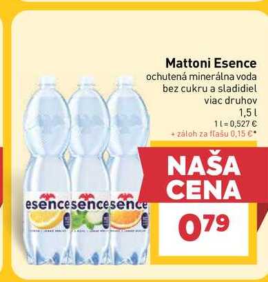 Mattoni Esence ochutená minerálna voda bez cukru a sladidiel viac druhov 1,5l