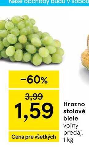 Hrozno stolové biele voľný predaj, 1 kg 