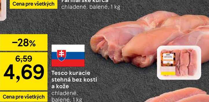 kuracie stehná bez kosti a kože chladené balené 1 kg 