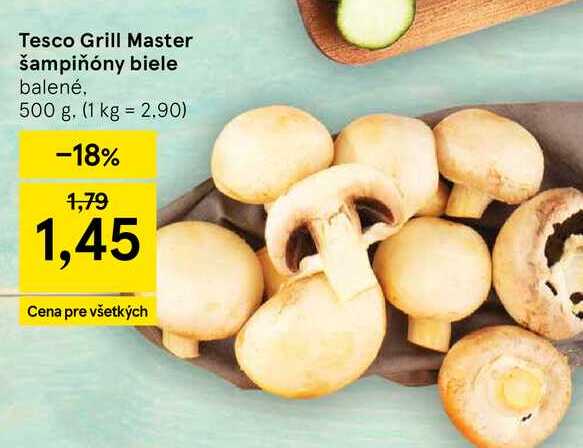 Tesco Grill Master šampiňóny biele balené 500 g