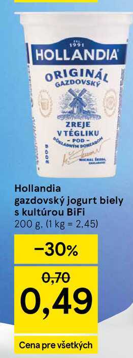 Hollandia gazdovský jogurt biely s kultúrou BiFi 200 g v akcii