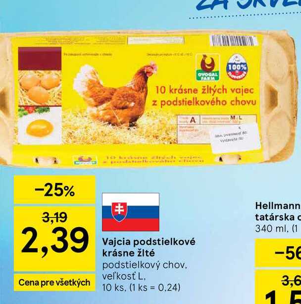 Vajcia podstielkové krásne žlté podstielkový chov veľkosť L, 10 ks