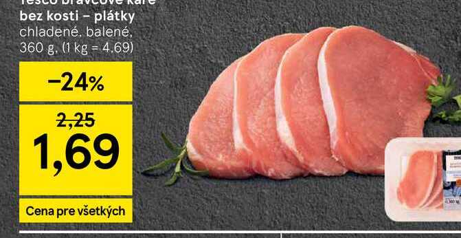 Bravčové karé bez kosti - plátky chladené, balené, 360 g