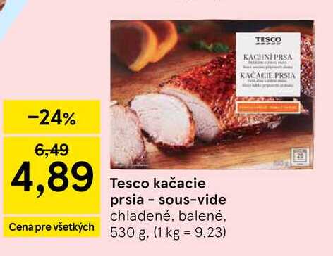 Tesco kačacie sous-vide prsia chladené, balené 530 g