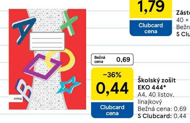 Školský zošit EKO 444 A4, 40 listov linajkový