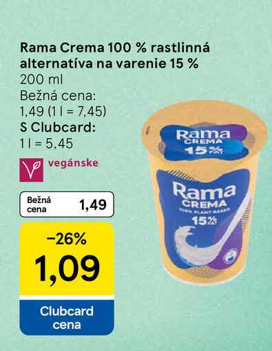 Rama Crema 100 % rastlinná alternatíva na varenie 15 % 200 ml