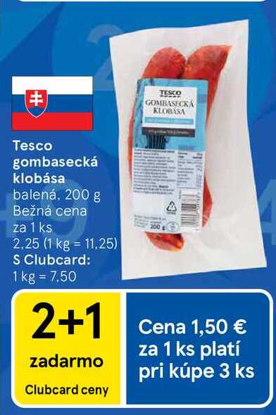 Tesco gombasecká klobása balená, 200 g 