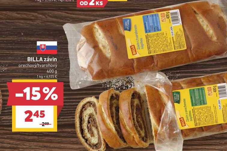 BILLA závin orechový/tvarohový 400 g