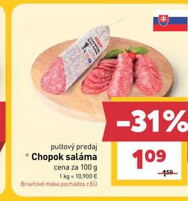 Chopok saláma cena za 100 g