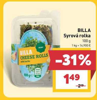 BILLA Syrová rolka 100 g 