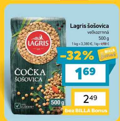 Lagris šošovica veľkozrnná 500 g 