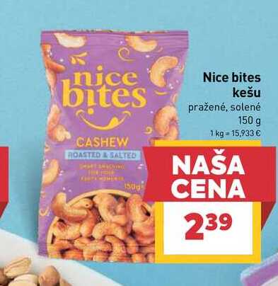 Nice bites kešu pražené, solené 150 g 