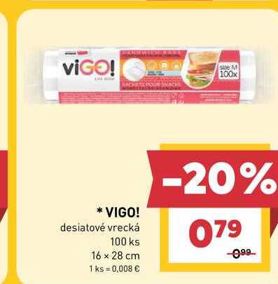 VIGO! desiatové vrecká 100 ks 16 x 28 cm