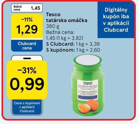 Tesco tatárska omáčka 380 g