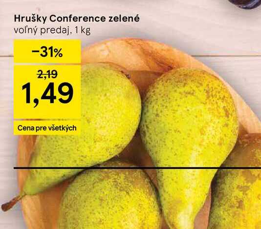 Hrušky Conference zelené voľný predaj, 1 kg