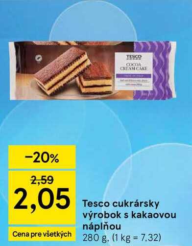 Tesco cukrársky výrobok s kakaovou náplňou 280 g