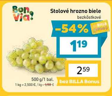 Stolové hrozno biele bezkôstkové 500 g