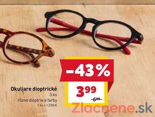 Okuliare dioptrické 3 ks rôzne dioptrie a farby