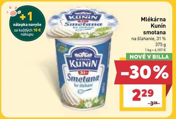 Kunín smotana na šľahanie, 31% 375 g