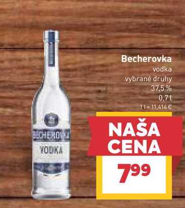 Becherovka vodka vybrané druhy 37,5% 0,7L v akcii