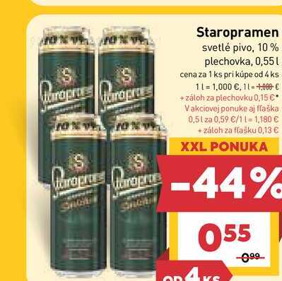 Staropramen svetlé pivo, 10% plechovka, 0,55L