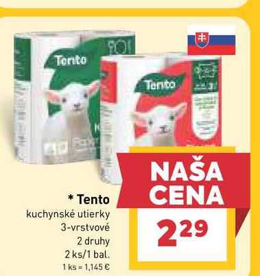 Tento kuchynské utierky 3-vrstvové 2 druhy 2 ks/1 bal.