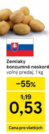 Zemiaky konzumné neskoré voľný predaj, 1 kg