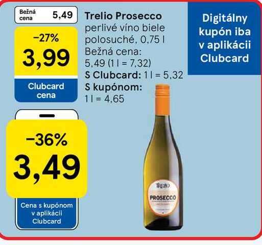 Trelio Prosecco perlivé víno biele polosuché, 0,75l