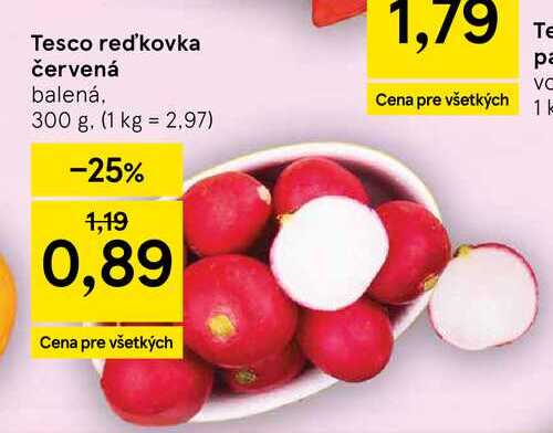 Tesco reďkovka červená balená 300 g
