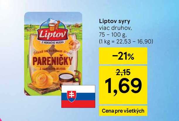 Liptov syry viac druhov, 75 - 100 g