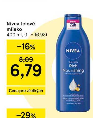 Nivea telové mlieko 400 ml