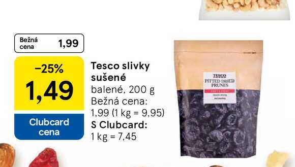 Tesco slivky sušené balené, 200 g