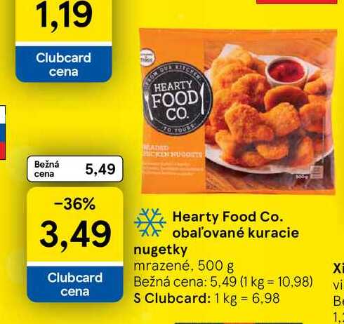 Hearty Food Co. nugetky mrazené, 500 g