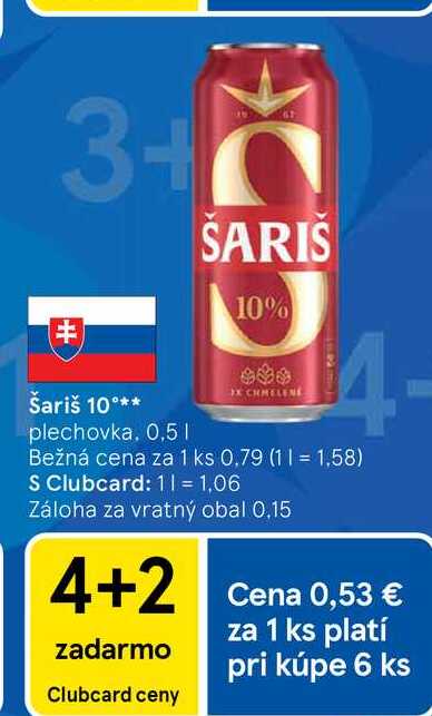 Šariš 10° plechovka 0,5l