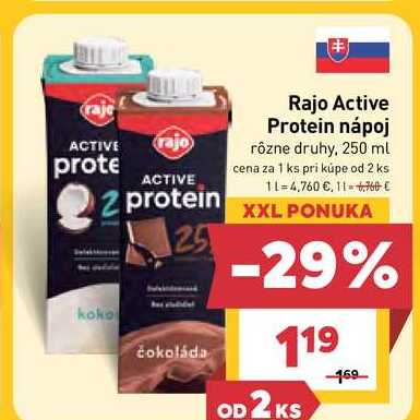 Rajo Active Protein nápoj rôzne druhy, 250 ml