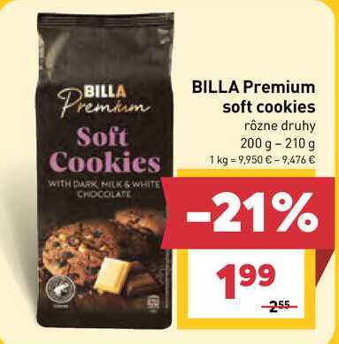 BILLA Premium soft cookies rôzne druhy 200 g - 210g