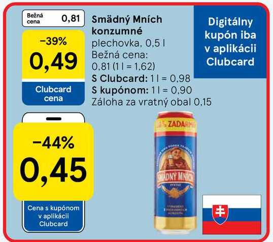 Smädný Mních konzumné plechovka, 0,5l