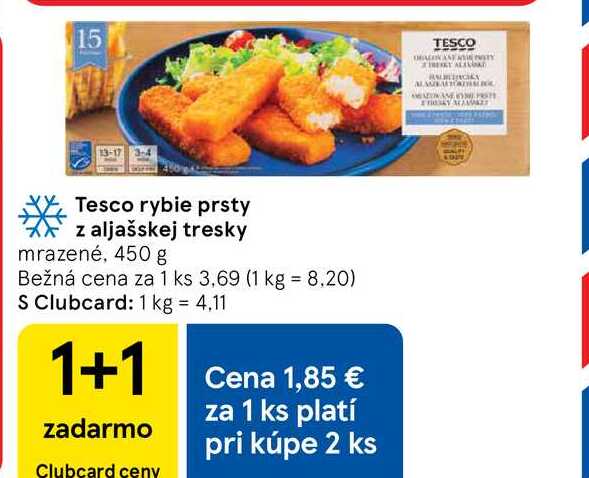 Tesco rybie prsty z aljašskej tresky mrazené, 450 g