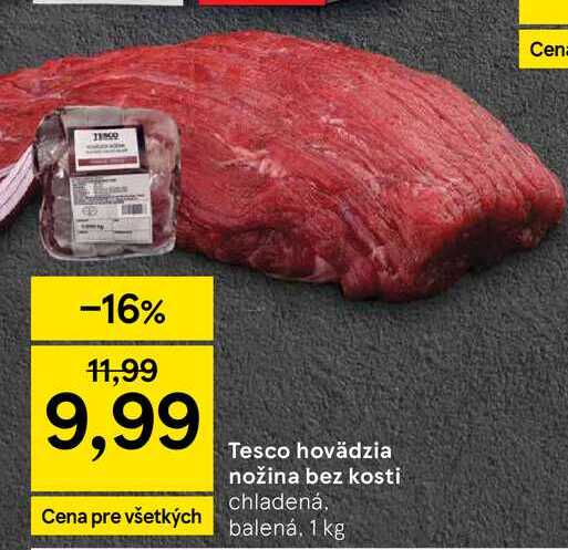 Tesco hovädzia nožina bez kosti chladená balená, 1 kg