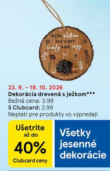 Dekorácia drevená s ježkom