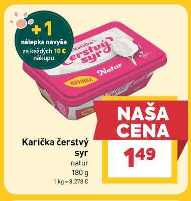Karička čerstvý syr natur 180 g 