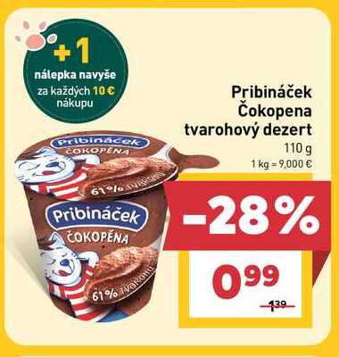 Pribináček Čokopena tvarohový dezert 110 g
