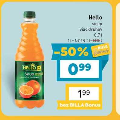 Hello sirup viac druhov 0,7l